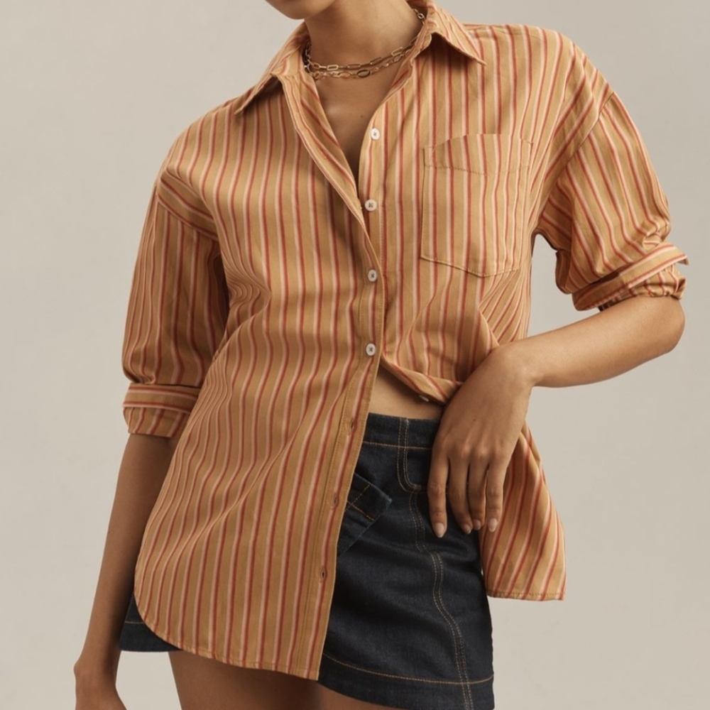 NWT Maeve By Anthropologie Women's 3X The Bennet Oversized Button Down Blouse